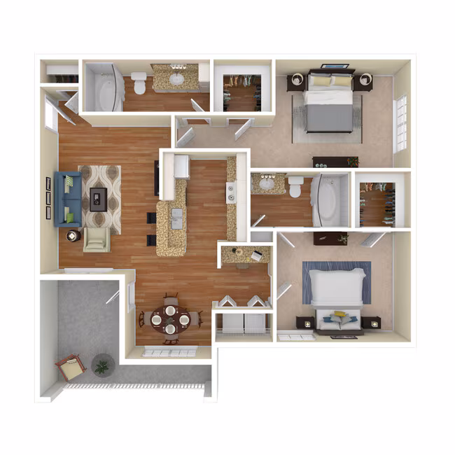 2 Bed 2 Bath 1182 SqFt (1040 Net) 0229 floor plan